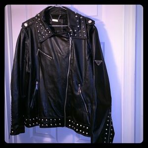 All Black Leather Studded Motor Jacket